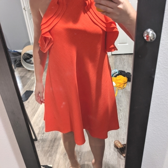 Trendy Linen Orange Badgley Mischka dress - Picture 4 of 10